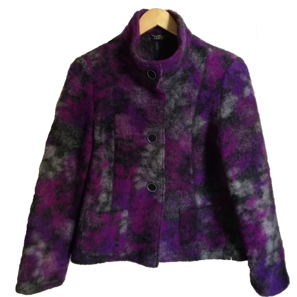 Lebek Jackets & Blazers - Lebek Boiled Wool Purple & Grey Blazer, size 6